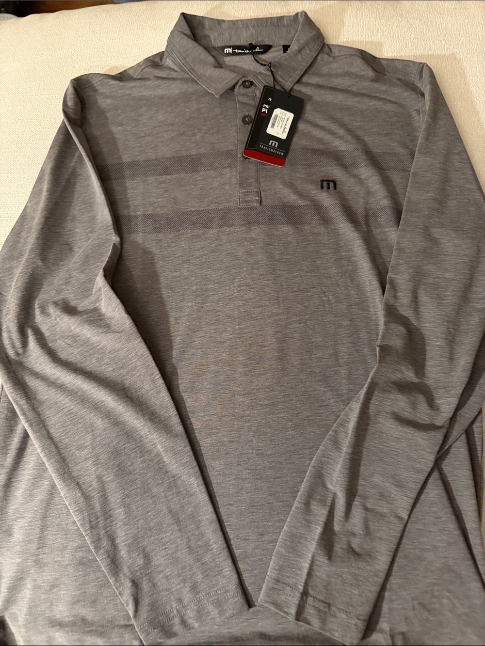 NWT Travis Mathew Long-Sleeve Polo in Heather Gray